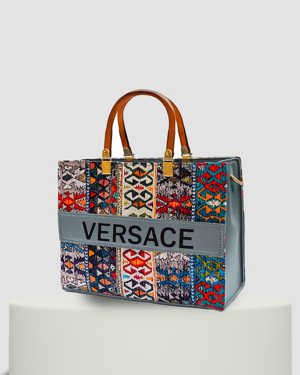 Versace Multicolor Ethnic Pattern Tote Bag