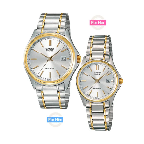 Casio Golden Silver Classic Pair Branded Gift Couple Wrist Watches