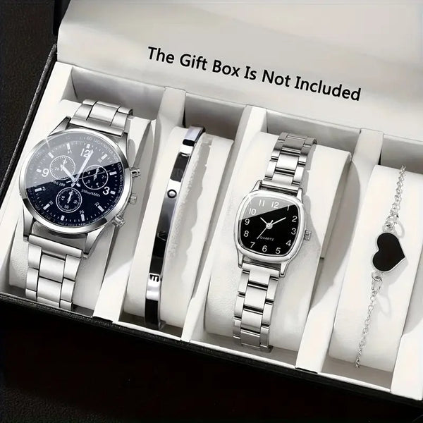 4pcs Couple watch Fashion Rotic Casual Vintage Luxury Quartz Watch Chain Decor Perfect Grace Bracelet Set Eid al Adha 's Day Holiday Gifts Birthday Gifts for for Her The Best Choice for Gifts